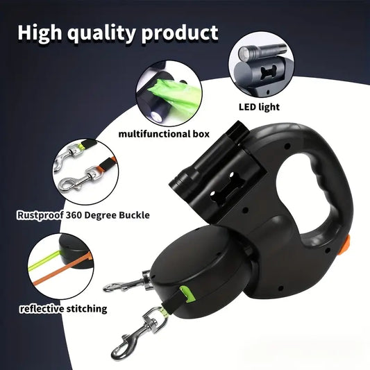 Automatic Retractable Leash for Two Dogs