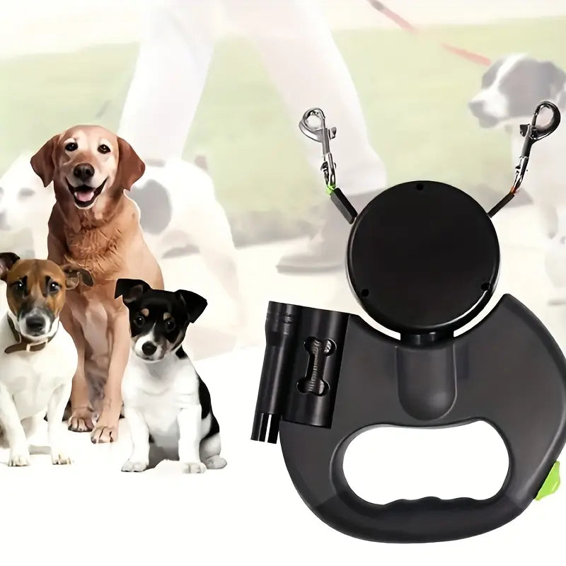 Automatic Retractable Leash for Two Dogs