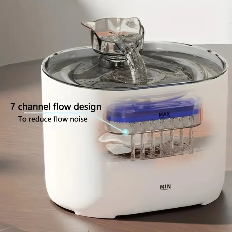 Cat Water Fountain 2.2L Ultra Quiet Pet Fountains , Water Fountains for Cats Indoor-Cat Drinking Dispenser,USB power supply, Without Battery